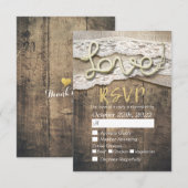 Rustic Love Rope Burlap Lace Wedding RSVP Antwoord (Voorkant / Achterkant)