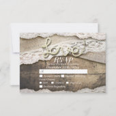 Rustic Love Rope Burlap Lace Wedding RSVP Antwoord (Voorkant)