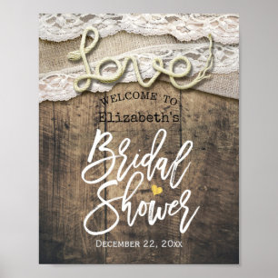 Rustic Love Rope Burlap Vrijgezellenfeest Welkom Poster