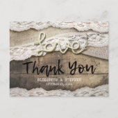 Rustic Love Rope Burlap Wedding Bedankt Briefkaart (Voorkant)