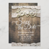 Rustic Love Rope Burlap Wedding Save the Date (Voorkant / Achterkant)