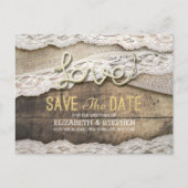 Rustic Love Rope Burlap Wedding Save the Date Aankondigingskaart (Voorkant)