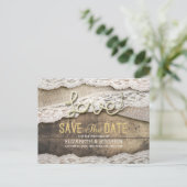 Rustic Love Rope Burlap Wedding Save the Date Aankondigingskaart (Staand voorkant)