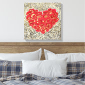 Rustic Love Rustic Valentijn Red & Gold Heart Canvas Afdruk (Insitu (Slaapkamer))
