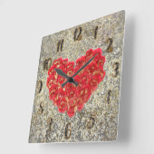 Rustic Love Rustic Valentijn Red & Gold Heart Vierkante Klok (Hoek)