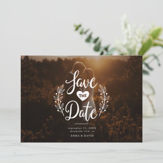 Rustic Love Save the Date Kaart (Staand voorkant)
