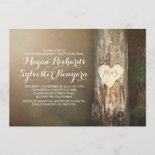 Rustic Love Tree Country Engagement Party Uitnodig Kaart