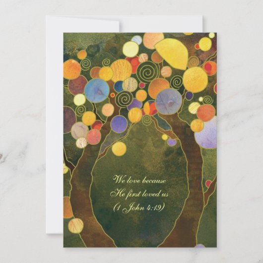 Rustic Love Trees Olive Green Wedding Kaart (Voorkant)
