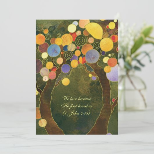 Rustic Love Trees Olive Green Wedding Kaart (Staand voorkant)