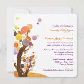 Rustic Love Trees Paars Wedding Kaart (Achterkant)