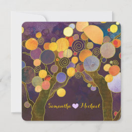 Rustic Love Trees Paars Wedding Kaart