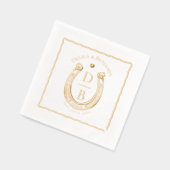 Rustic Love Western Horseshoe Monogram Wedding Folie Servetten (Links)