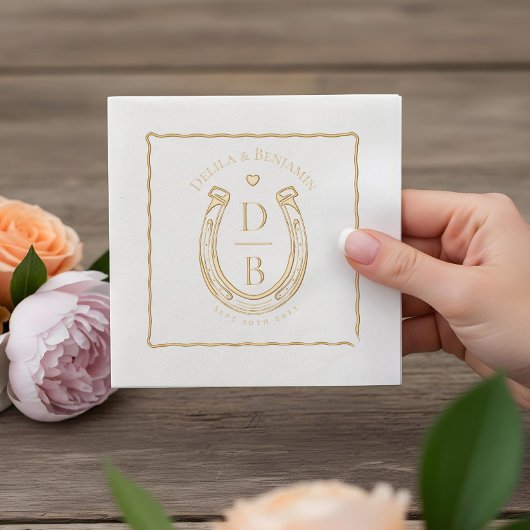 Rustic Love Western Horseshoe Monogram Wedding Folie Servetten