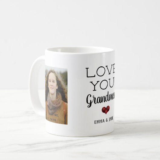 Rustic Love You Grandma Custom Photo Mok (Voorkant links)
