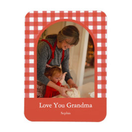 Rustic Love You Oma Gingham Foto Magneet