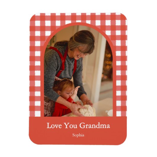 Rustic Love You Oma Gingham Foto Magneet (Verticaal)