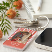 Rustic Love You Oma Gingham Foto Sleutelhanger (Voorkant Rechts)