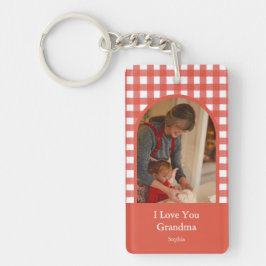 Rustic Love You Oma Gingham Foto Sleutelhanger