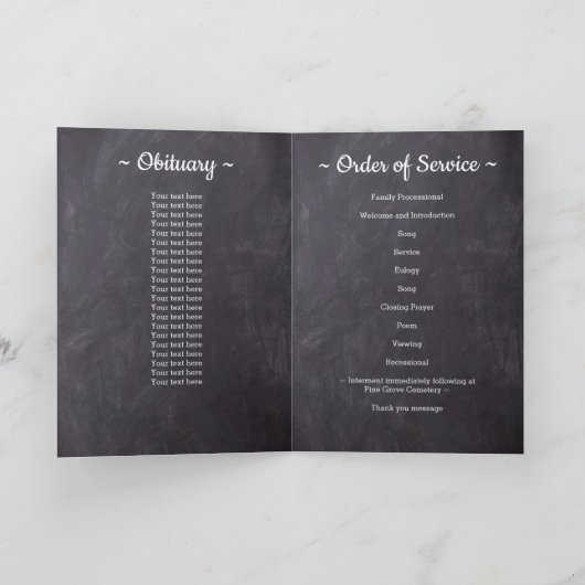 Rustic Loving Memory 5 Foto's Memorial Funeral Programma (Binnen)