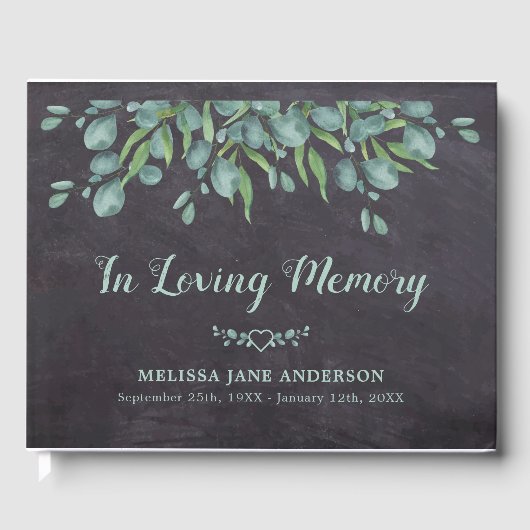 Rustic Loving Memory Eucalyptus Memorial Funeral Gastenboek (Voorkant)