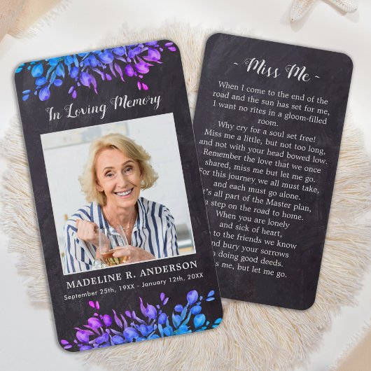 Rustic Loving Memory Funeral Memorial Prayer Kaart