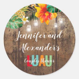 Rustic LUAU Koppel Bruiloft Feest Ronde Sticker