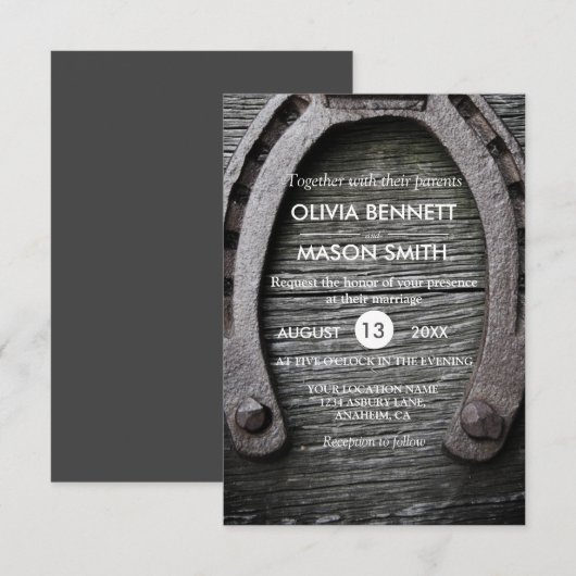 Rustic Lucky Charm Hoefijzer Weddencard Kaart (Voorkant / Achterkant)