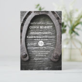 Rustic Lucky Charm Hoefijzer Weddencard Kaart (Staand voorkant)