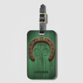 Rustic Lucky Hoefijzer Irish Personalized Luggage Bagagelabel (Voorkant (verticaal))