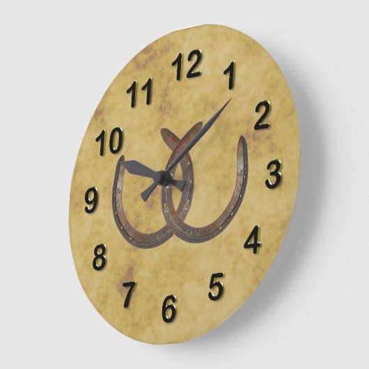 Rustic Lucky Hoefijzers Onderdruk Grote Klok (Hoek)