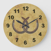 Rustic Lucky Hoefijzers Onderdruk Grote Klok (Voorkant)