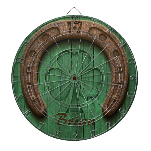 Rustic Lucky Horse Shoe Irish Personalized Dartbord (Voorkant)