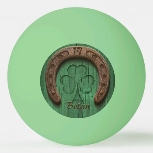 Rustic Lucky Horse Shoe Irish Personalized  Pingpongbal (Voorkant)