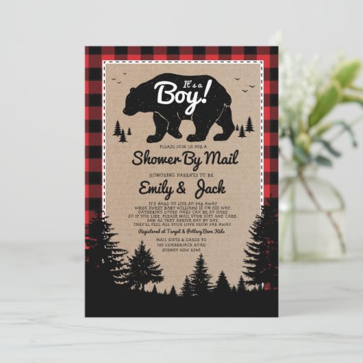 Rustic Lumberjack Baby shower per post Kaart (Staand voorkant)