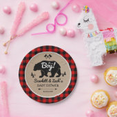 Rustic Lumberjack Beer Boy Baby shower Papieren Bordje (Feest)