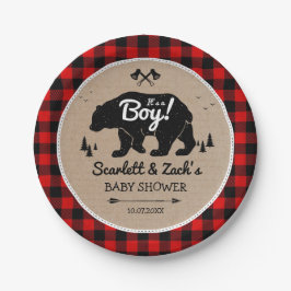 Rustic Lumberjack Beer Boy Baby shower Papieren Bordje