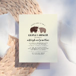 Rustic Lumberjack Bison Couple's Baby shower Uitnodiging Briefkaart<br><div class="desc">Een schattig ontwerp met een bizons koppel en rustige manuscripttypografie. Deze kaarten veranderen in een patroon van runderen,  pijlen,  assen en cactus-planten. Om aan te passen,  klik "deze Sjabloon"knoop personaliseren en de tekst in de vakjes uitgeven.</div>