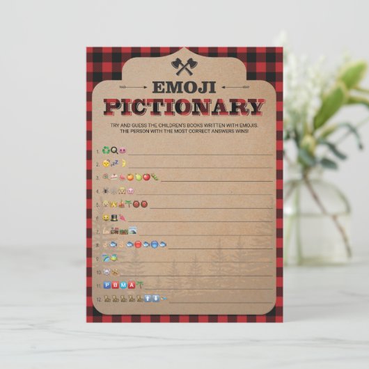 Rustic Lumberjack Boy Baby shower Emoji Pictionary (Staand voorkant)