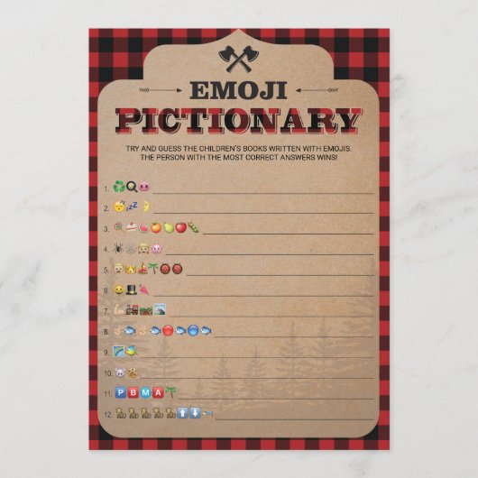 Rustic Lumberjack Boy Baby shower Emoji Pictionary (Voorkant)