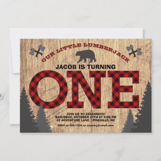 Rustic Lumberjack Buffalo eerste verjaardag Kaart (Voorkant)