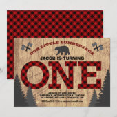 Rustic Lumberjack Buffalo eerste verjaardag Kaart (Voorkant / Achterkant)