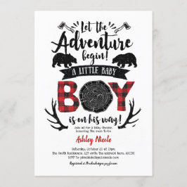 Rustic Lumberjack Buffalo Pset Baby Boy Shower Kaart