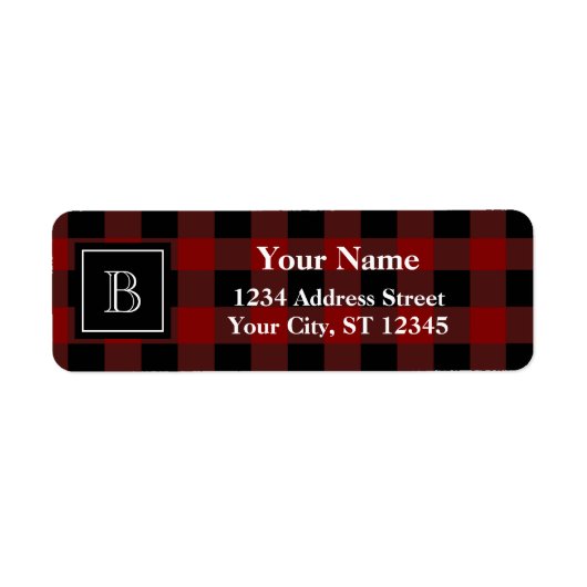 Rustic Lumberjack Buffalo Pset Monogrammed Etiket (Voorkant)