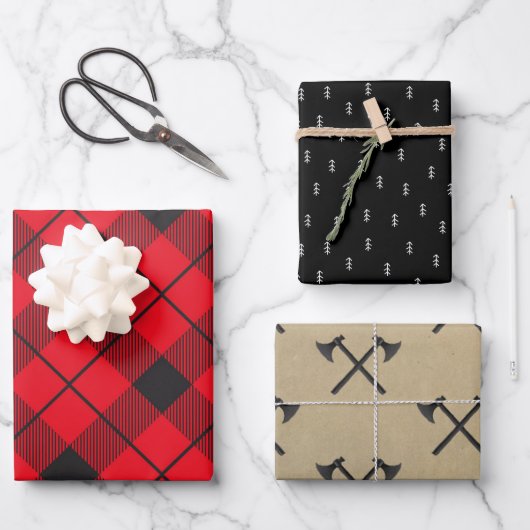 Rustic Lumberjack Play | Kerstbomen en kerstbomen Inpakpapier Vel (Voorkant)