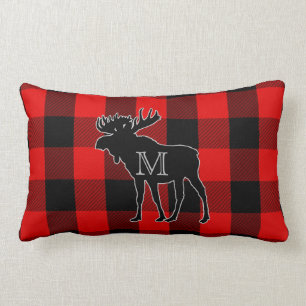 Rustic Lumberjack Play Monogram Moose Lumbar Kussen