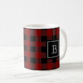Rustic Lumberjack Pset Pattern Monogram Initiaal Koffiemok (Voorkant rechts)
