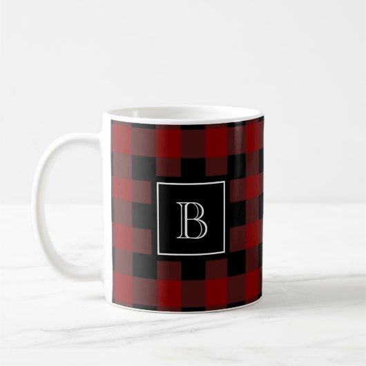 Rustic Lumberjack Pset Pattern Monogram Initiaal Koffiemok (Links)