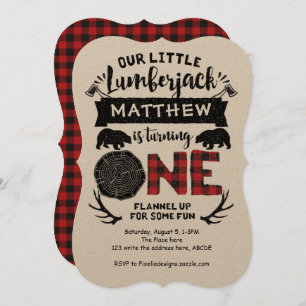 Rustic, Lumberjack, Woodland, Boy, First Birthday Kaart