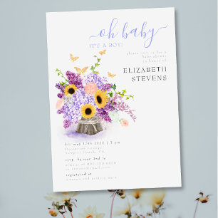 Rustic Lush Sunflower Elegant Boy Baby shower Kaart