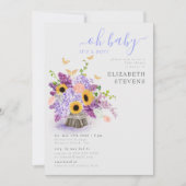Rustic Lush Sunflower Elegant Boy Baby shower Kaart (Voorkant)